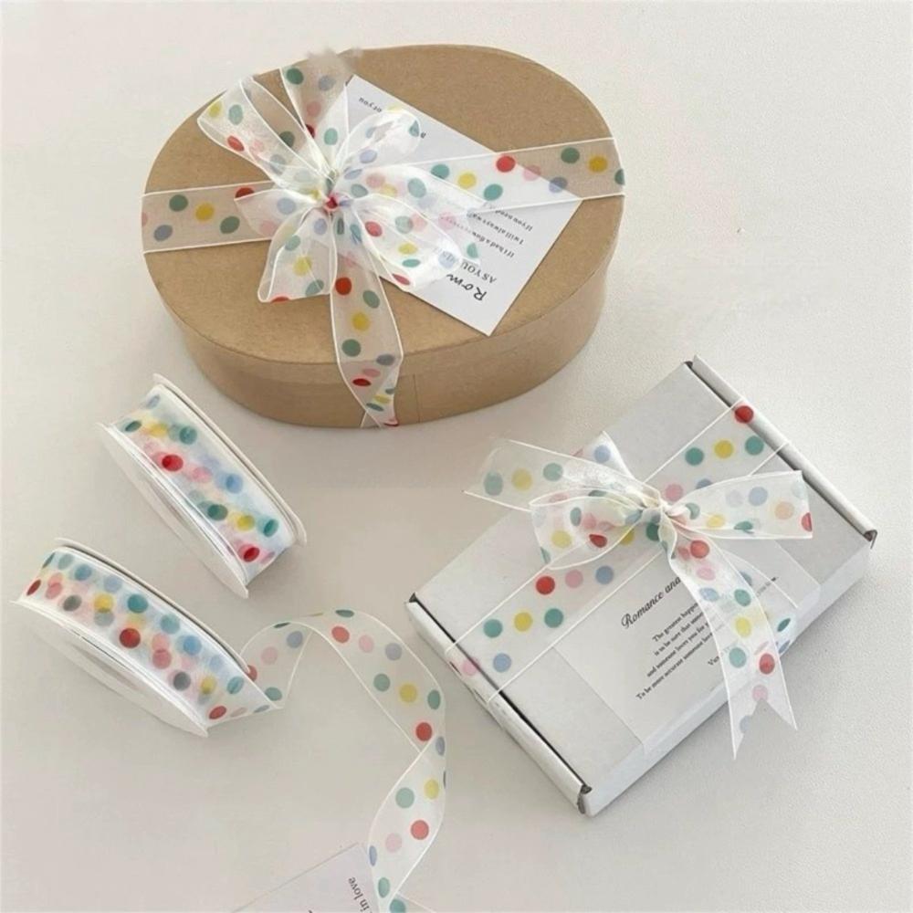 Polka Dots Gift Wrapping Ribbon Colorful Packaging Box Ribbon Gift Box Decorative Ribbon  Birthday