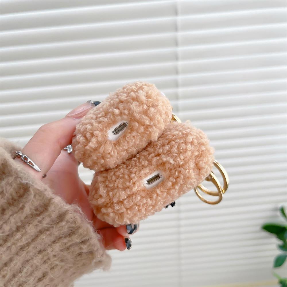 For AirPods 1/2/3/Pro 2 Earphone Case  Plush Teddy Pattern Soft Anti Drop TPU Material Protective Equipped Keychain Pendant