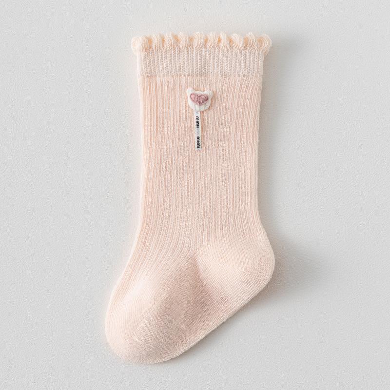Infant Toddler Cotton Ribbed Knee-High Socks (0-3 Years) - Loose Fit for Spring/Autumn