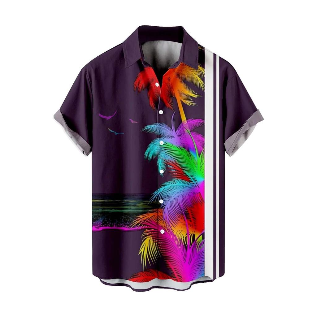 Summer Large Size Men's Casual Fashion 3D Digital Printing Short Sleeve Shirt Men's