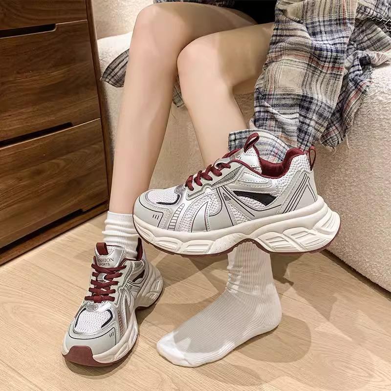 Thick-soled popular dad shoes women's 2025 spring and autumn new single versatile, lightweight and height-increasing casual running sneakers