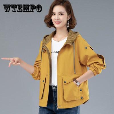 Frühling und Herbst große Größe kurze Jacke Damen Mutter Kleidung koreanische Version lässig lose Kapuzenjacke Top