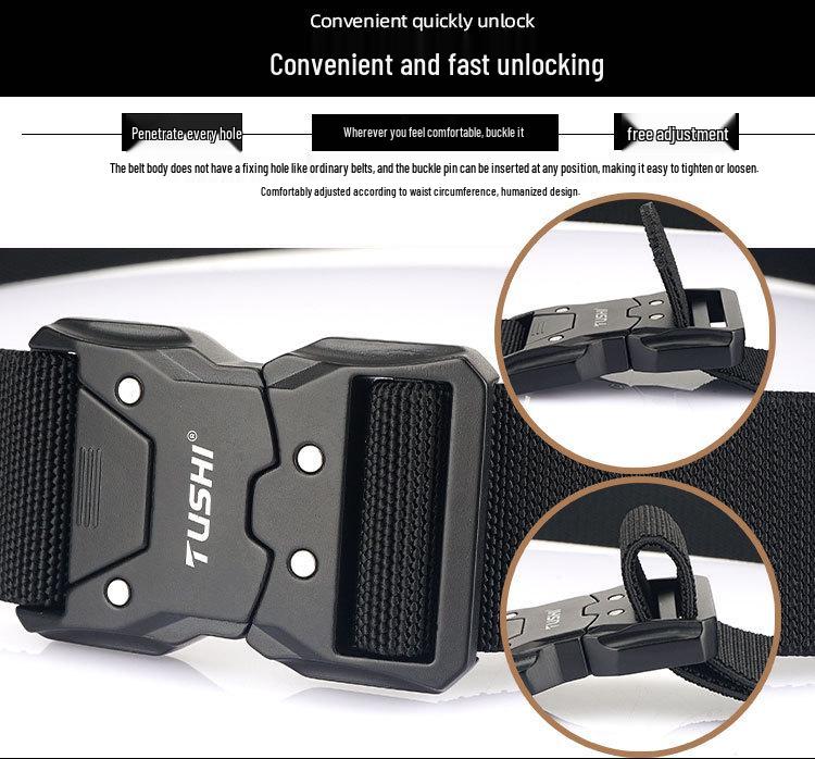 Men's Tactical Quick Release Elastic Stretch Belt for Casual Workwear and Outdoor Training