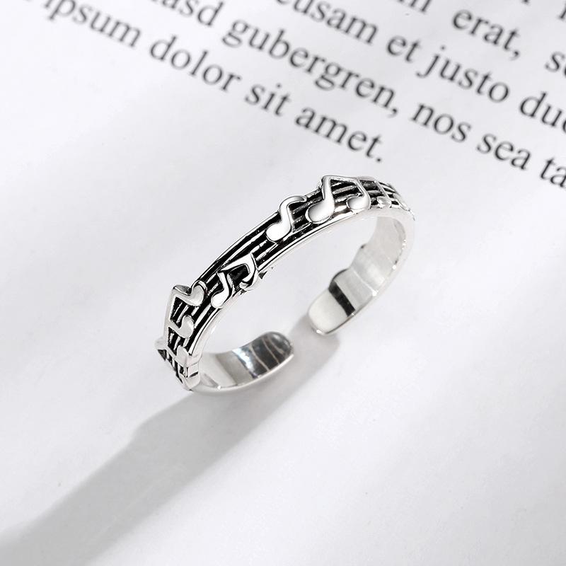 

Real Money 925 Sterling Silver Vintage Note Music Finger Rings for Women Money 925 Wedding Party Jewelry Gift One Size
