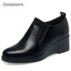 Fashion Comfortable Deep Mouth Soft Leather Shoes Flexible Loafers Women 2025 Spring Autumn Platform Wedges Shoes for Mom Work Office