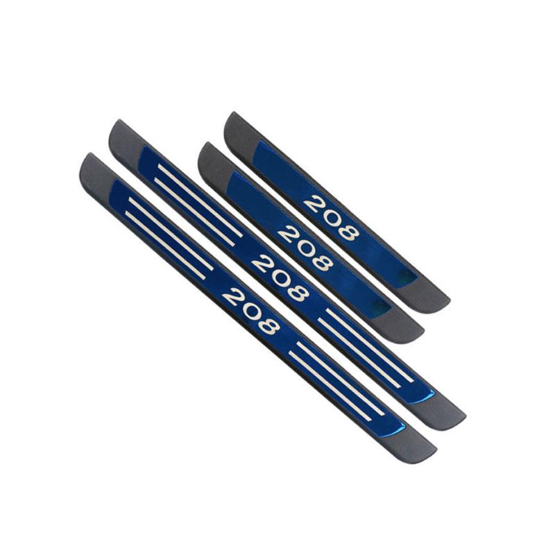 4Pcs/Set for Peugeot 208 2012 -  Stainless Steel Car Door Sill Plate Auto Pedals Protector Cover 