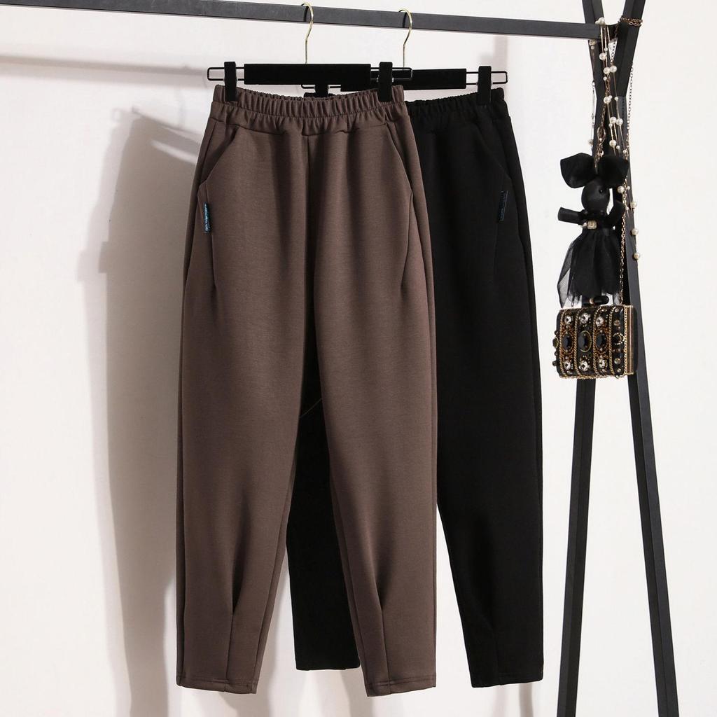 Women's High Waist Loose Cotton-Fleece Carrot Pants - Winter Casual Harem Style