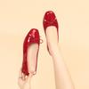 Ladies Single Shoes Bowtie Flats Patent Leather Loafers Women Square Toe Roll-Up Shoes Woman Flats Zapatillas Mujer MWSH5333