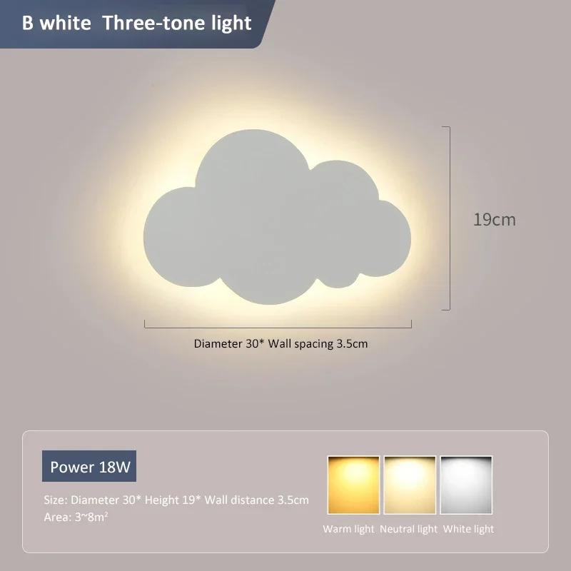 LED Cloud Wall Lamp Baby Room Acrylic Sconce Bedroom Bed Living Dining Room Attic Creative Warm Decoration Lighting Wall Light