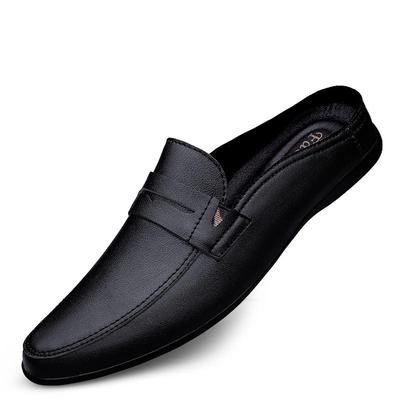 Men Half Loafers Genuine Leather Slippers Loafer Slides Breathable Mules for Man Lightweight Breathable Dress Shoes 2024