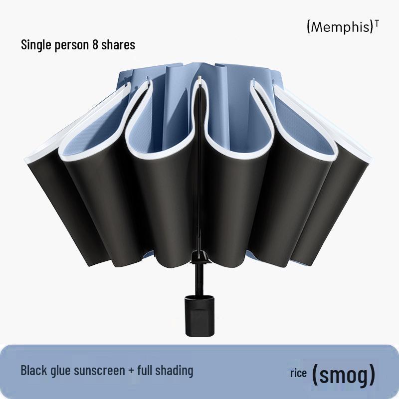 72-Rib Automatic Ring Buckle Umbrella: Portable, Reinforced, Dual-Use for Sun & Rain, Folding Hook Design for Men & Women