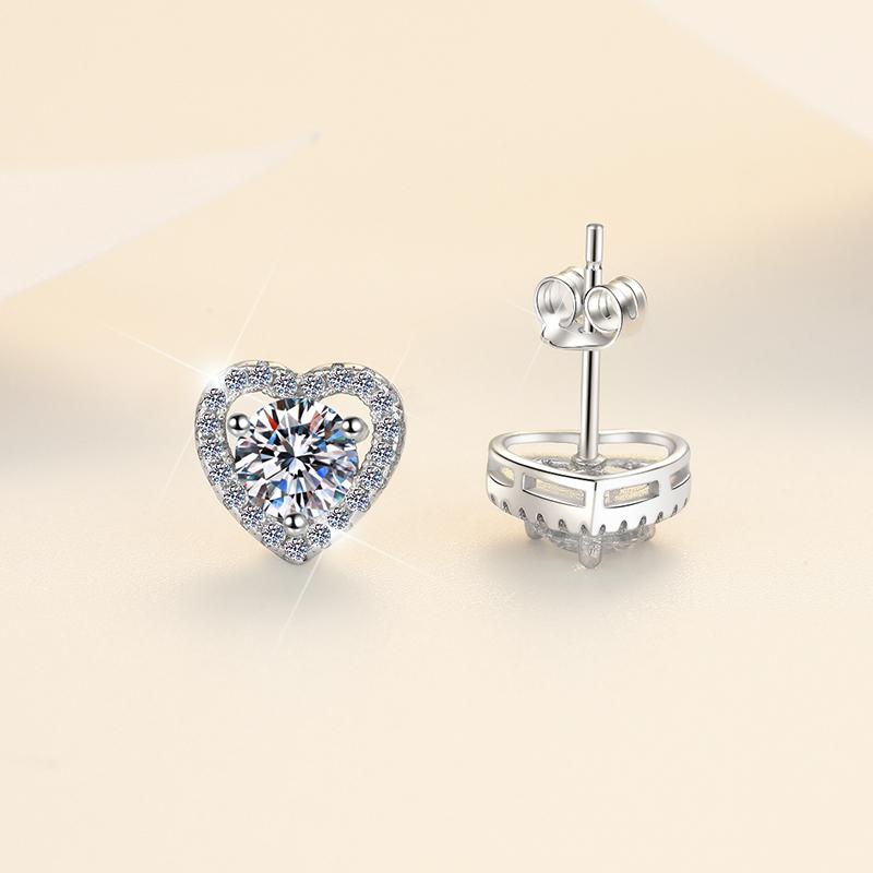  Prices Jewelry Heart Shaped S925 Sterling Silver GRA 0.5ct*2 VVs1 Moissanite Earring Stud Wedding Gift for Women