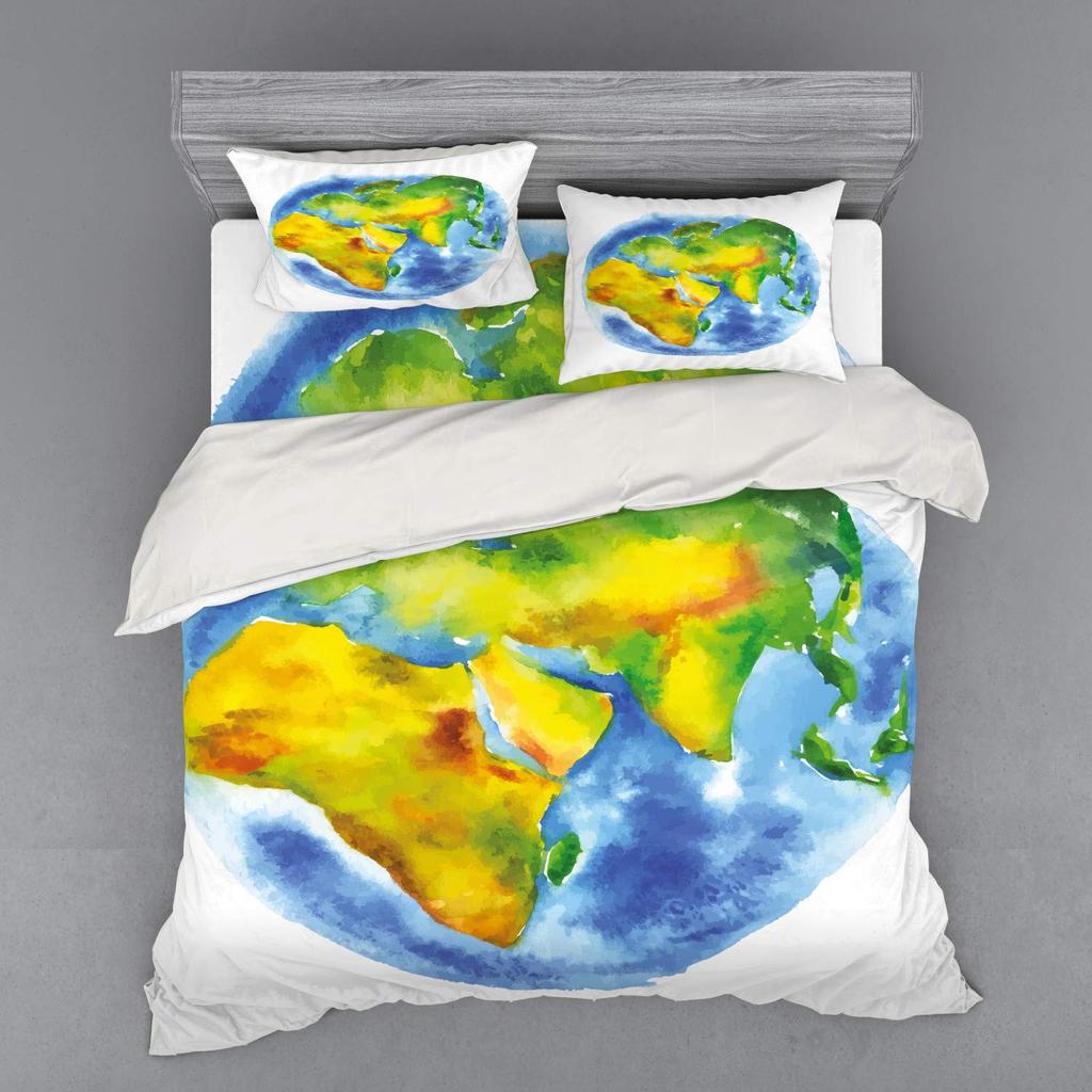 Earth Duvet Cover for Kids Boys Girls Teens Lightweight Down Quilt Covers Bedroom Decor 2 Pillowcases 1 Duvet Cover No Comforter
