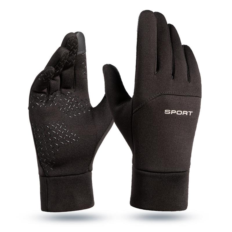 Schwarze Winter-warme volle Finger, wasserdicht, Radfahren, Outdoor-Sport, Laufen, Motorrad, Ski, Touchscreen, Fleece-Handschuhe