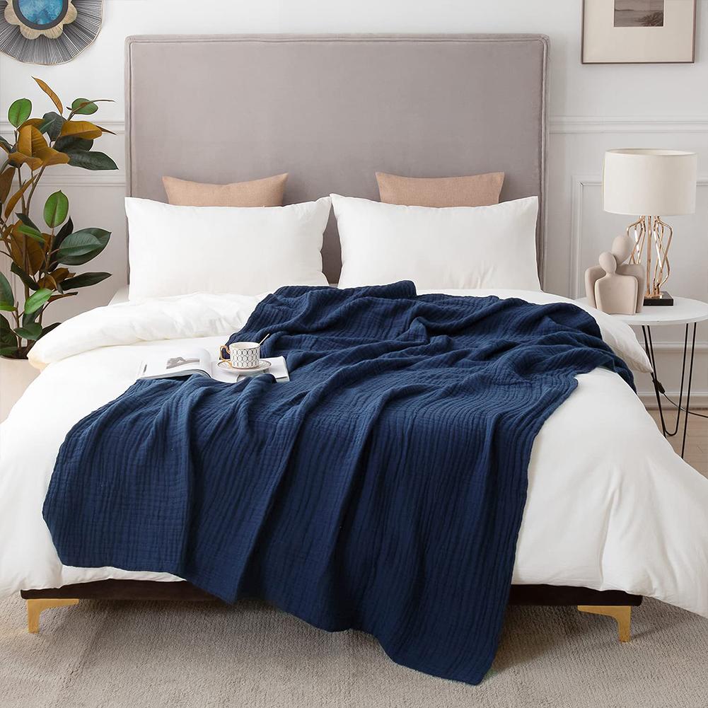 Natural Cotton Muslin Blanket Summer Cool Soft Bed Cover Thin Comfortable Portable Travel Blanket Bedding Bath Towel Picnic Pads
