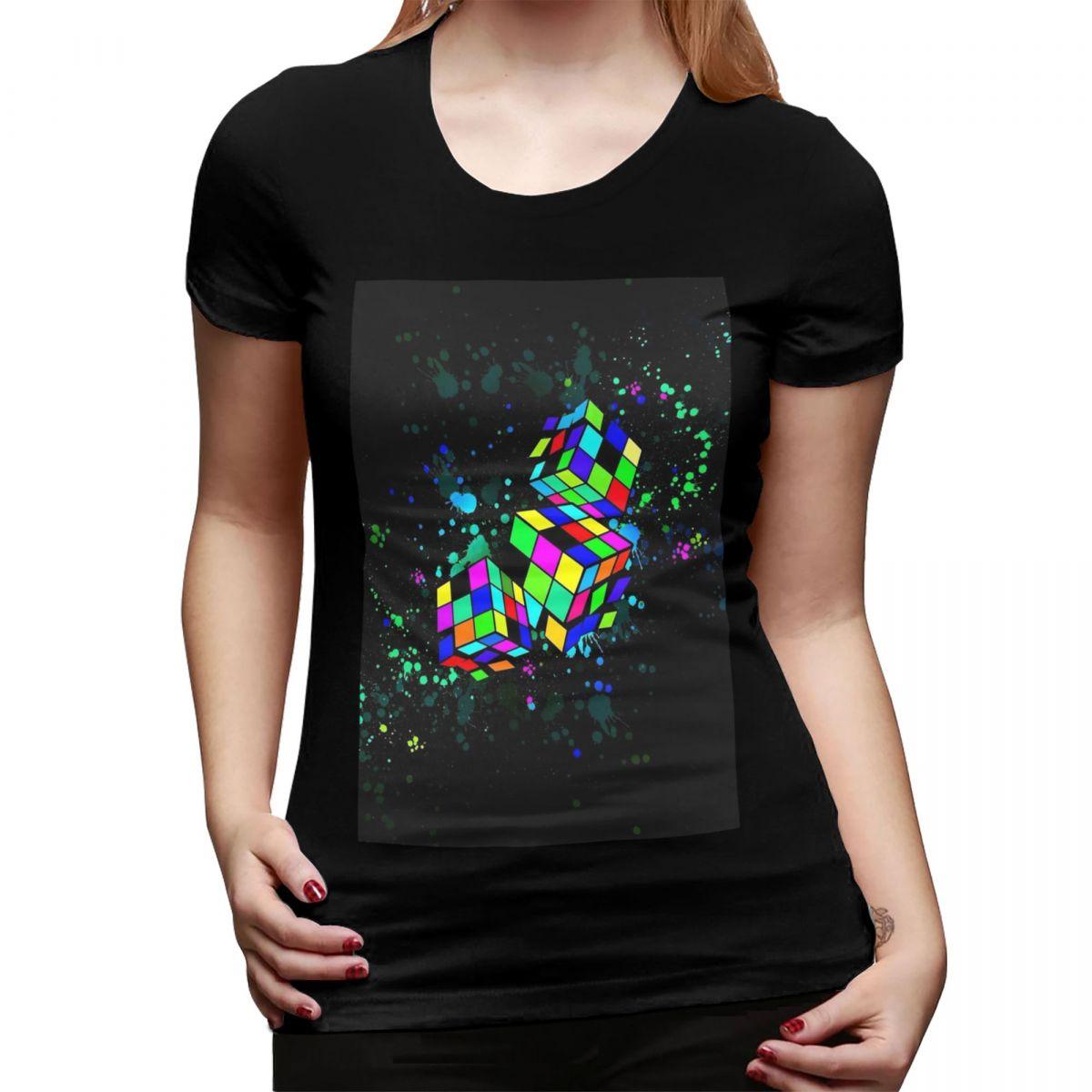 

Rubix Rubiks Rubics TShirt for Women Crew Neck Streetwear T Shirts Womens Tees Short Summer Clothes Tops 4XL