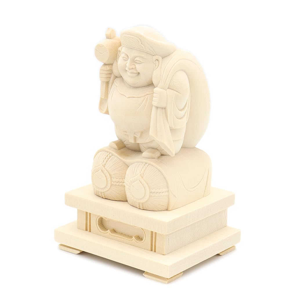 Kurita's Special Buddhist Statue [Various Tenjin] Standing Daikokuten Statue Made of Hinoki Wood (Total Height: Approx. 14cm, Width: 8.5cm, Depth: