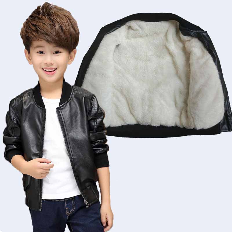Boys' Leather Jackets, Spring and Autumn Clothes Thin Tops Children's Leather Jackets