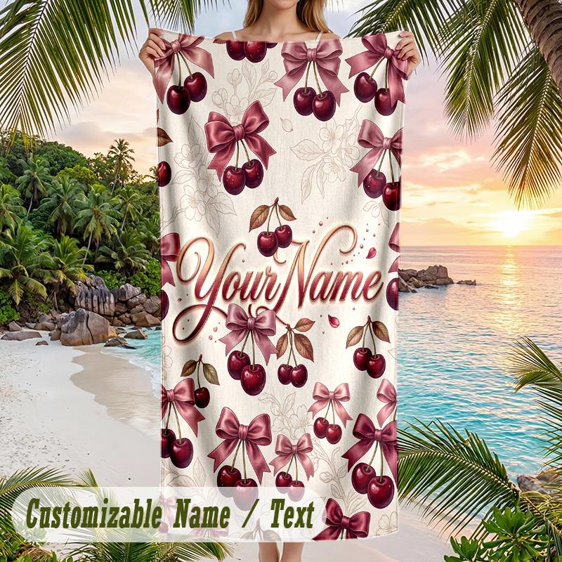 Valentine Love Theme Beach Towel Personalized Custom Name & Text Soft Quick Dry Beach Towel for Swimming Travel