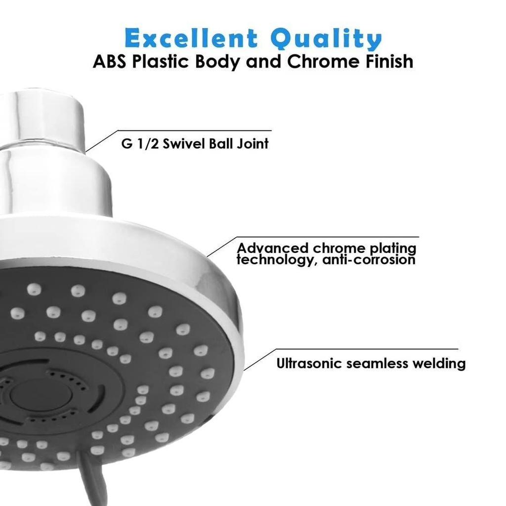 ABS, 4-INCH, 3-Function Overhead Shower, Chrome Finish (With Arm)