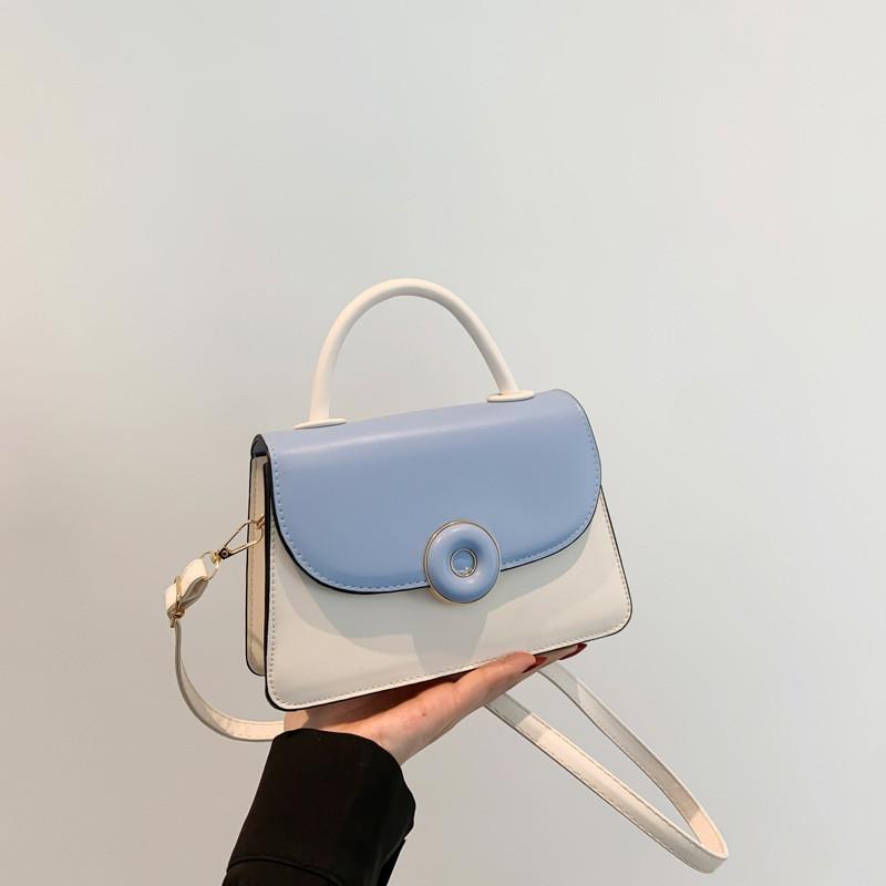 Trendy Street Style Small Square Shoulder Bag For Women 2024 Pure Color Pu Leather