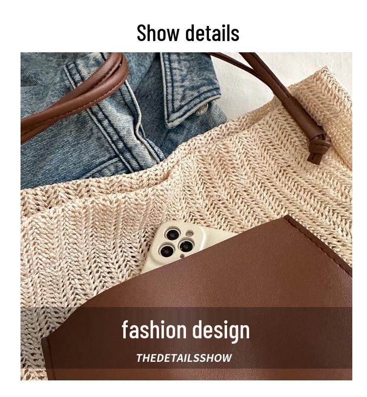 2024 Spring/Summer Women's Straw Woven Handbag: Vintage Pastoral-Style Shoulder Tote
