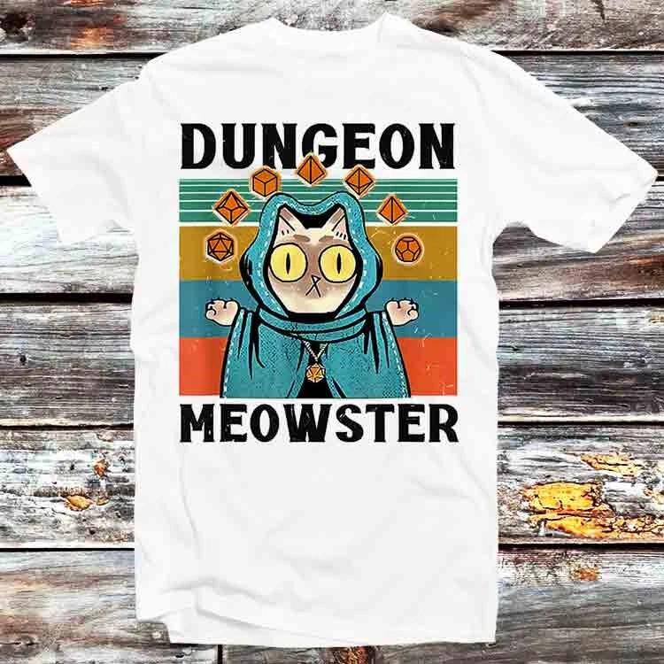 Dungeon Meowster Funny Nerdy Gamer CatD20 Dice RPG T Shirt B1288 XL