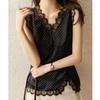 Women's Fashion Casual Summer Spring Polka Dot Print Sleeveless V-Neck Blouses Shirts
