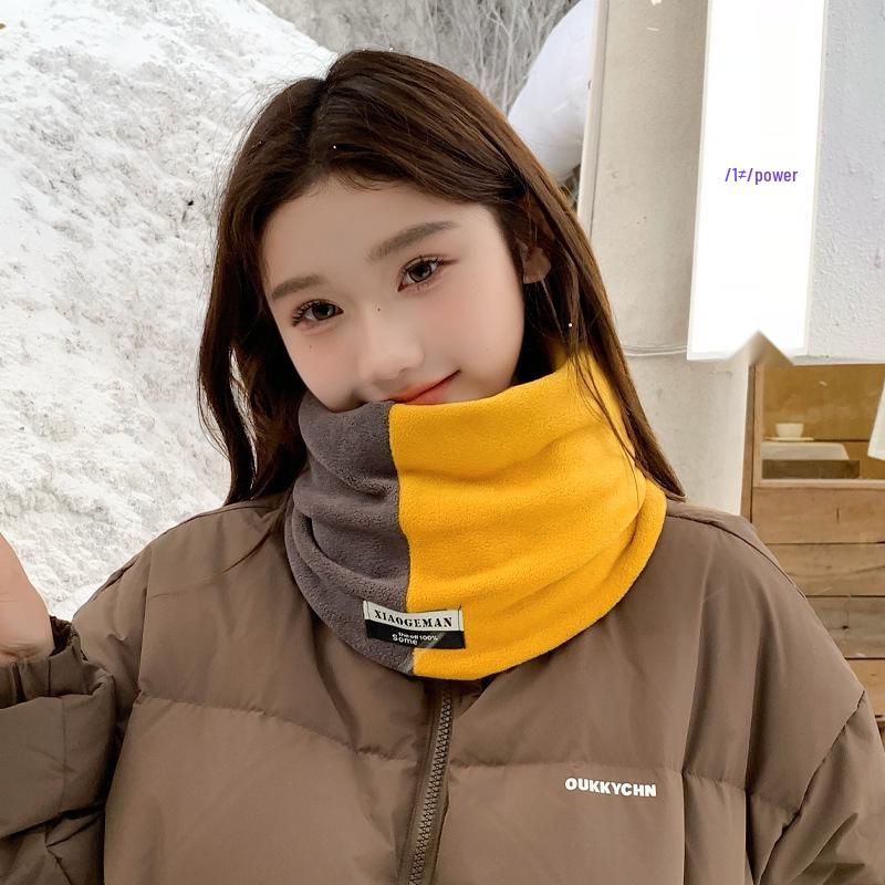 SAYI Winter Double-Layer Warm Neck Gaiter: Unisex Color Block Pullover Scarf for Cycling & Cold Protection
