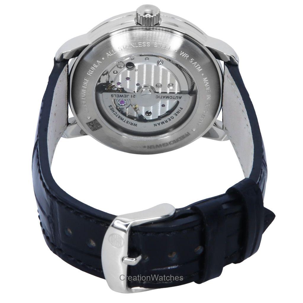 ZEPPELIN Friedrichshafen Leather Strap Silver Open Heart Dial Automatic 85664 Men's Watch