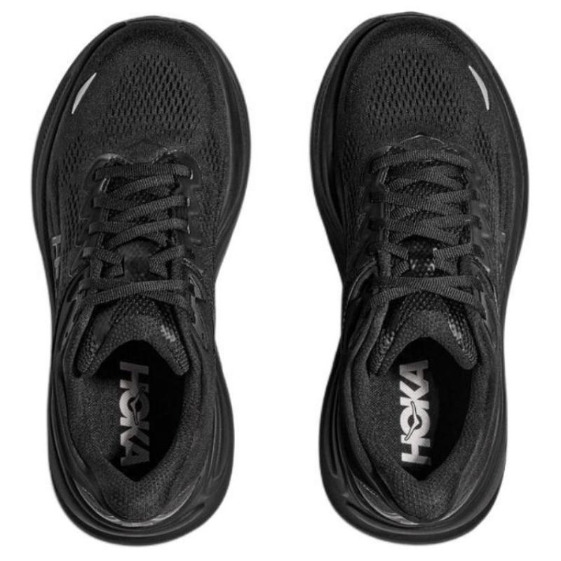 HOKA One One Bondi 9 Slip Resistant Abrasion Resistant Low Top Casual City Commute Running Shoes Men's Black Sneakers 1162015-BBLC