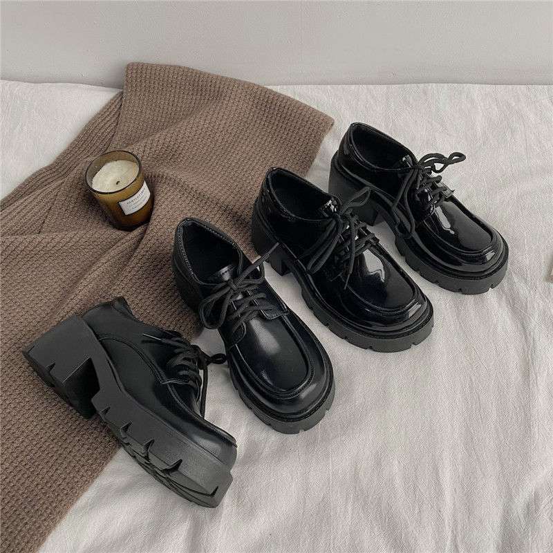 Size 35-43, Large Size Women's Shoes Platform Loafers Women's 41 Versatile Fashion British Style Small Leather Shoes 42 Round Head Single Shoes