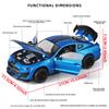 Large 1/18 Ford Mustang GT500 Miniatures Alloy Diecast Metal Vehicle Model Collectibles Sound Light Toys Car Gifts for Kids Boys