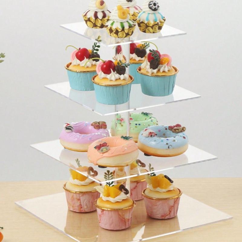 3/4/5 Tier Acrylic Wedding Cake Stand - Crystal Cupcake Display Shelf with LED Light - Perfect Party Decor Serving Platter