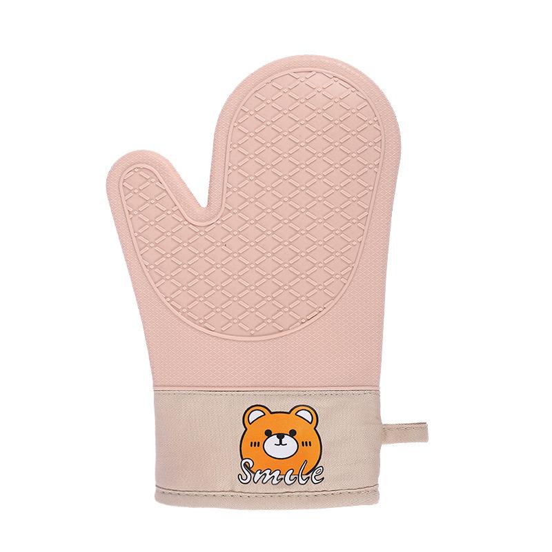 Single Oven Mitts Nordic Style Silicone Gloves Thickened Insulation Gloves Anti Slip Anti Scald Oven Gloves Kitchen Baking Tools