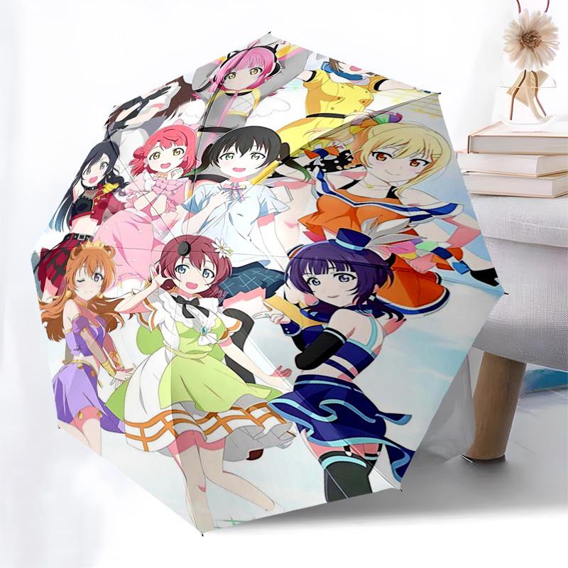 1pc Outdoor Umbrella with LoveLive! Characters - Automatic Opening/Closing, Portable 3-Fold Design, 8-Bone Iron Frame - Perfect Gift for Fans, Tr