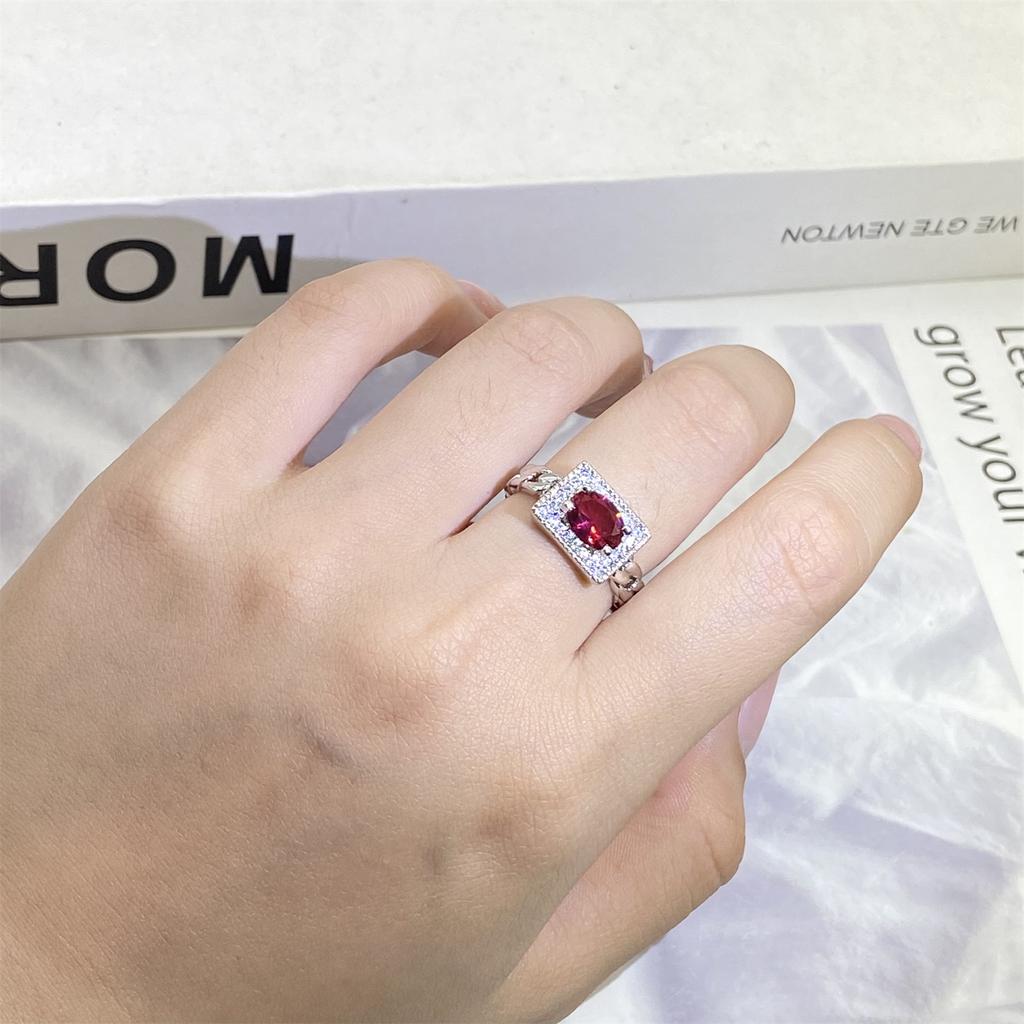 Exquisite Red and White Zircon Ring for Women's  Silver Plated Wedding Bridal Ring Party Jewelry New Engagement Couple Ring