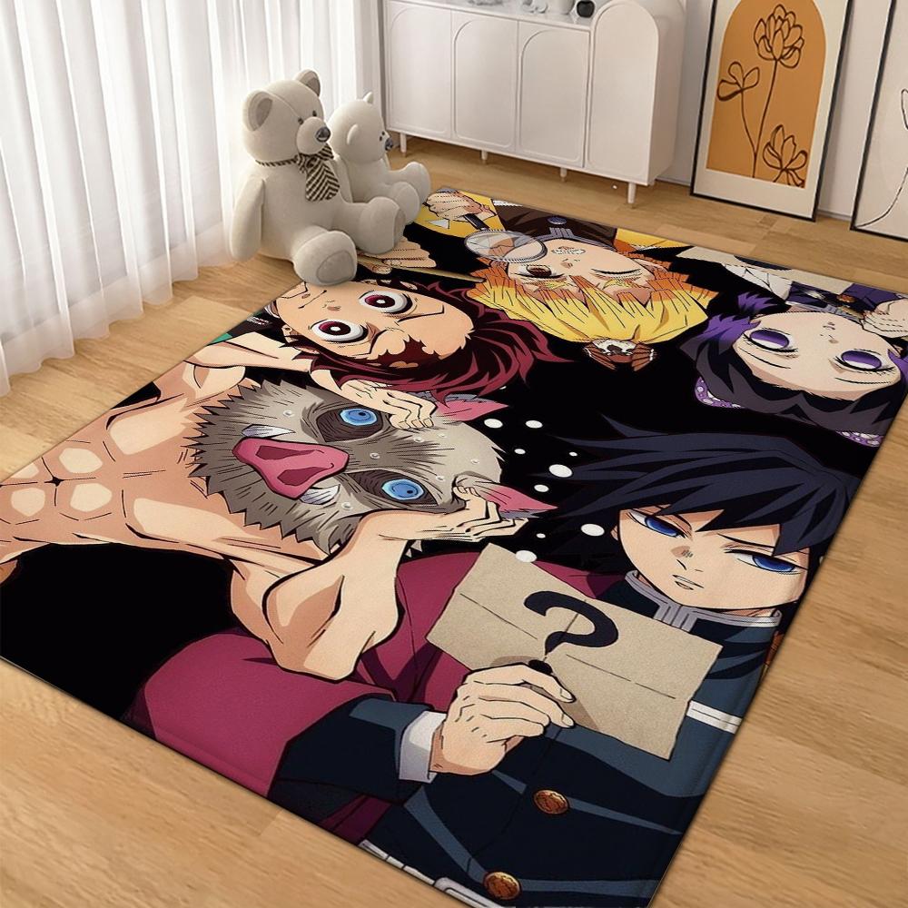 Demon Slayer Character Collection Indoor Rug Thick Nonslip Carpet For Study Reading Area Home Decor Halloween Gift
