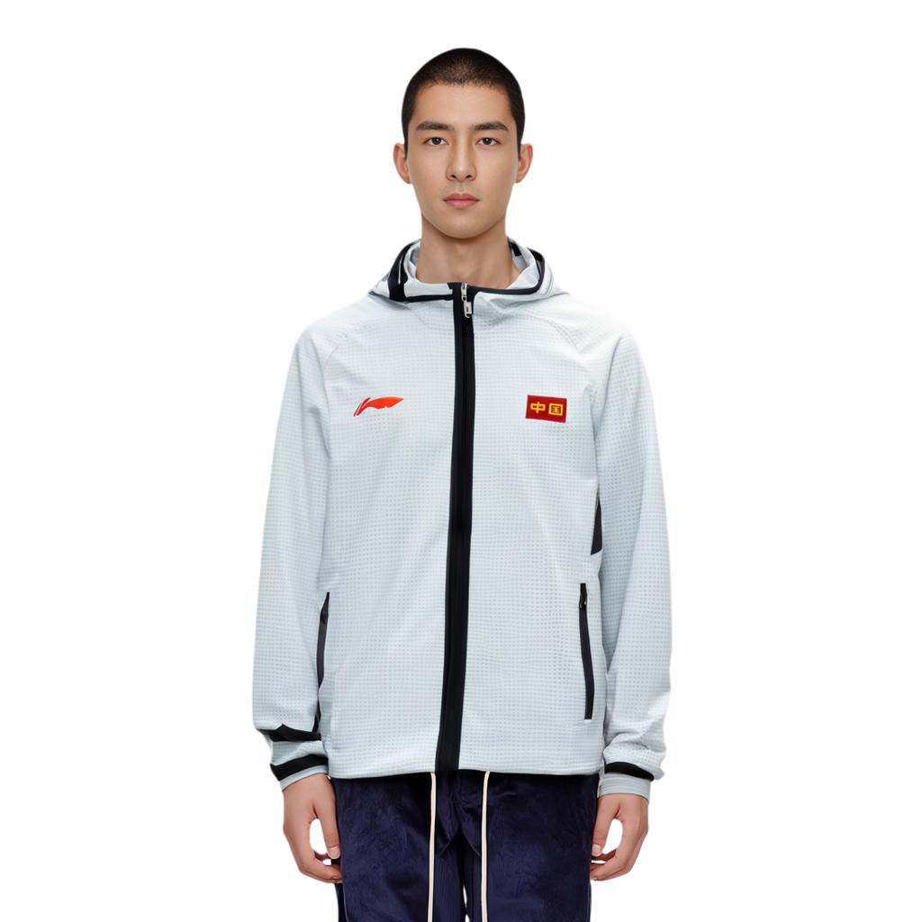 Li Ning Sports Basketball Series Letter Print Zipper Hoodie Jacket Men jackets White AWDSG71-1