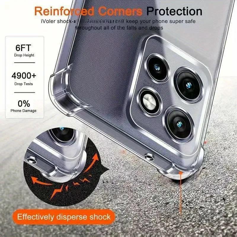 Thick Shockproof Silicone Phone Case For Motorola Edge 60 Fusion 50 Pro 40 Neo Moto G55 G75 G85 G84 G54 5G Protect Clear Cover
