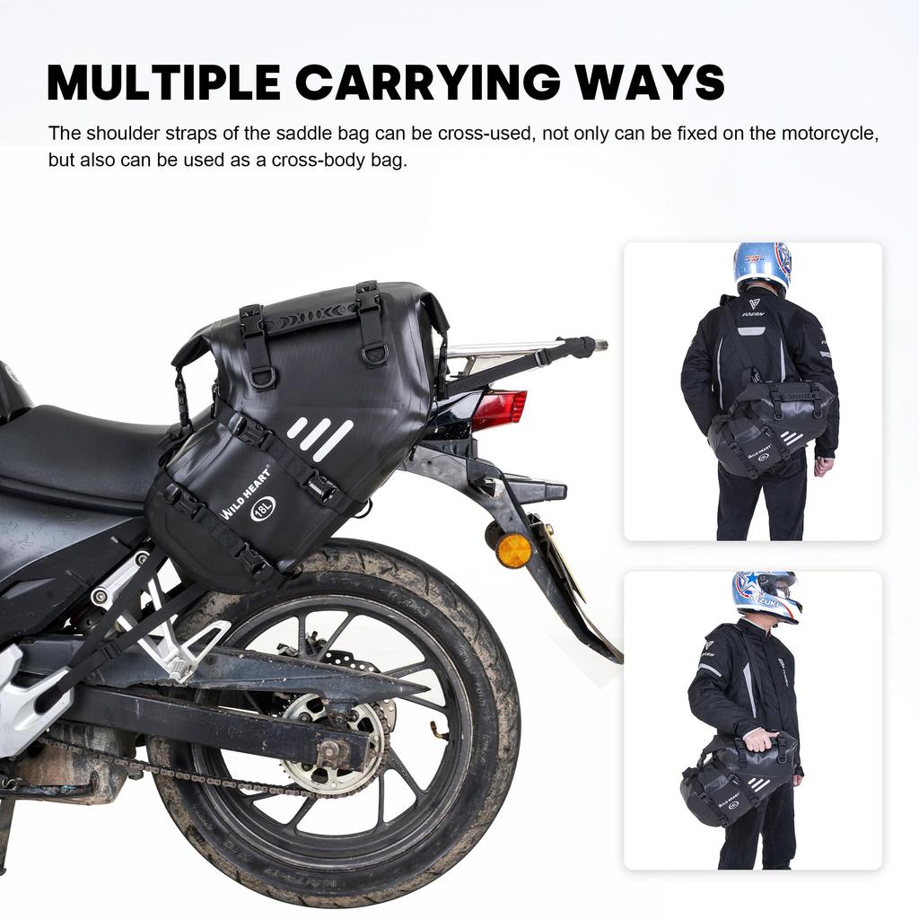 WILD HEART Motorcycle Waterproof 36L X Side Pannier Trunk Accessories X Saddlebags, (18L 2) Bags, (18L 2, TPU)