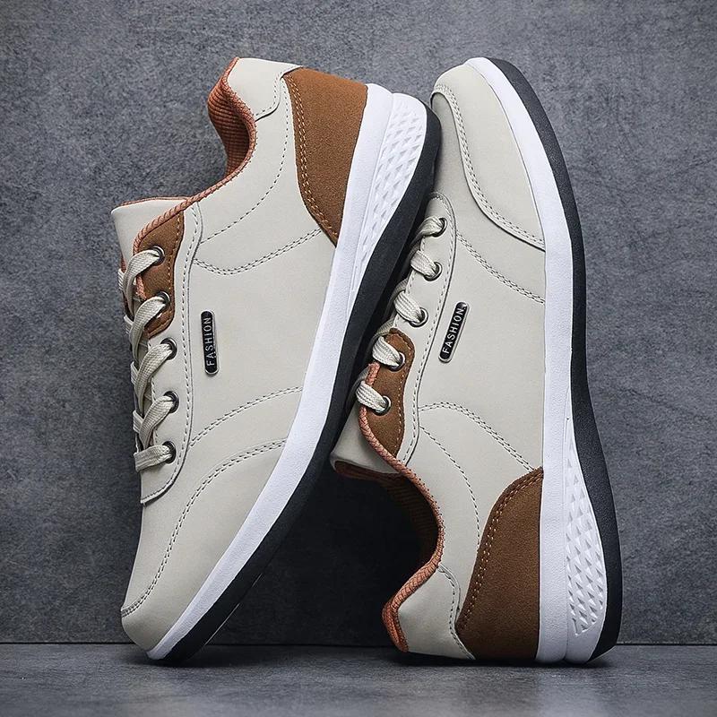 New Men Shoes Spring Autumn Waterproof Walking Sneakers Leisure Male Leather Sports Shoes Non-Slip Footwear Tennis for Men
