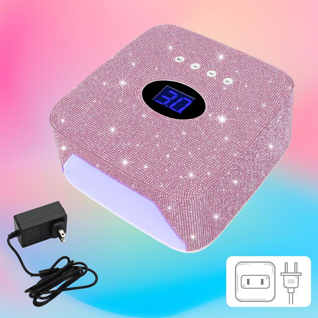 Rhinestone Wireless Rechargeable 54W Nail Lamp - Smart Induction, Quick Dry, No Blackening Hands