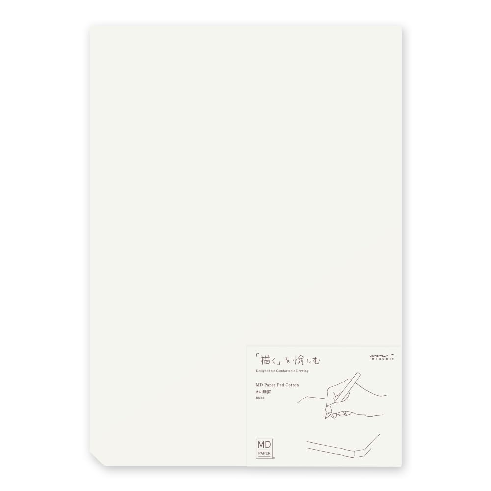 

Midori MD Paper Pad Cotton A4 Blank 15238006 - Premium Japanese Note Pad for Smooth Writing