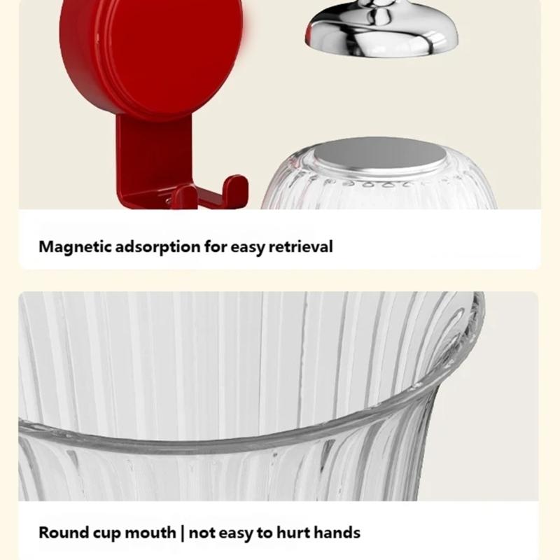 Retro Magnetic Toothbrush Cup Holder Wall Mount with Fast Drying for Clean Bathroom Counter Organization