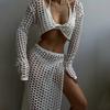 New Summer Beach Women Solid Color Sexy Knitted Beach Bikini Swimsuit Women's Dress