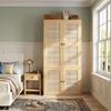 Kleiderschrank mit Rattan-Geflecht, 90 x 47 x 200 cm, Drehtüren, 1 Kleiderstange, 3 Schubladen und 4 Staufächer, Schlafzimmer, Wohnzimmer und Flur