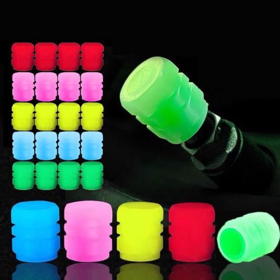 12Pcs Glowing Tire Valve Caps Set Fluorescent Air Caps Cover Enhanced Visibility Illuminated Valve Stem Caps for Cars Trucks SUV