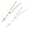 Car Pendant Bling Retro Imitation Pearl Metal Jesus Cross Car Rear View Mirror Hanging Ornament Cross Hanging Decoration
