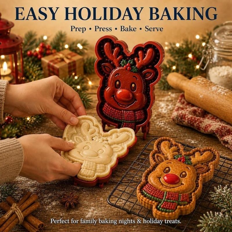 Feiertags-Backformen mit Oberflächenlinien, Neun Weihnachtsfiguren zur Herstellung von gemischten Kuchen und dekorativen Backwaren für saisonale Projekte